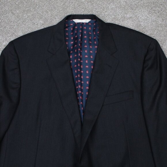 Samuelsohn Blazer Mens 44L Black Wool 2 Button Single Vent Sports Jacket Coat - Picture 4 of 13